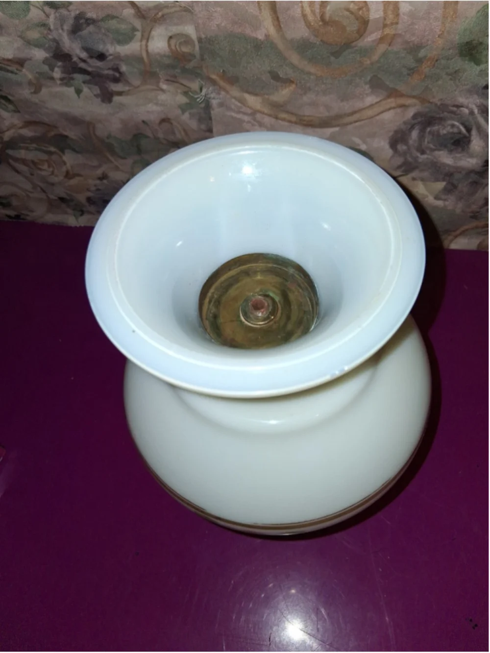 Vase or Lamp?Porcelain floral vase white pink green blue gold trim glossy finish